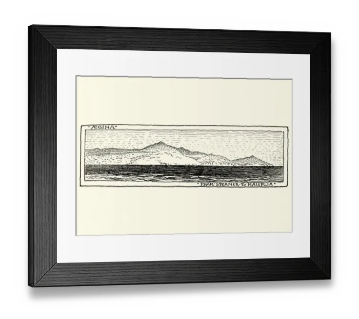 Framed Print : Coastline of Aegina, Saronic Islands of Greece, 19th Century Framed Print : Coastline of Aegina, Saronic Islands of Greece, 19th Century
