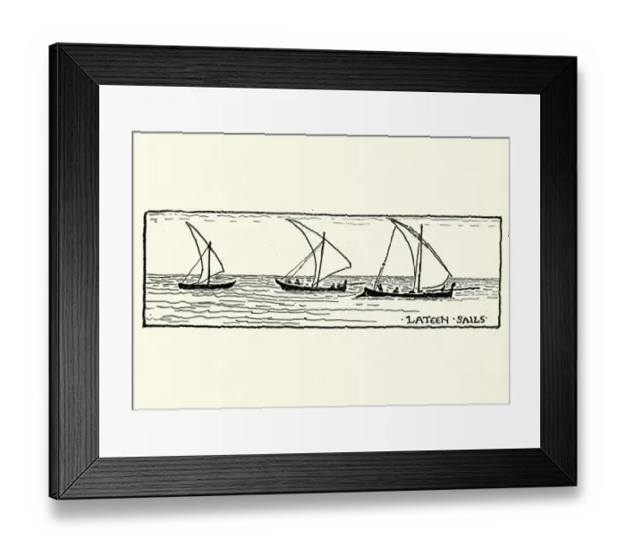 Framed Print : Sketch of Lateen Sail boats, Greece, 19th Century, Walter Crane Framed Print : Sketch of Lateen Sail boats, Greece, 19th Century, Walter Crane