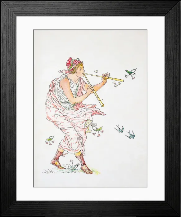 Framed Print : Antique illustration of humanized flowers and plants: Playing flute Framed Print : Antique illustration of humanized flowers and plants: Playing flute