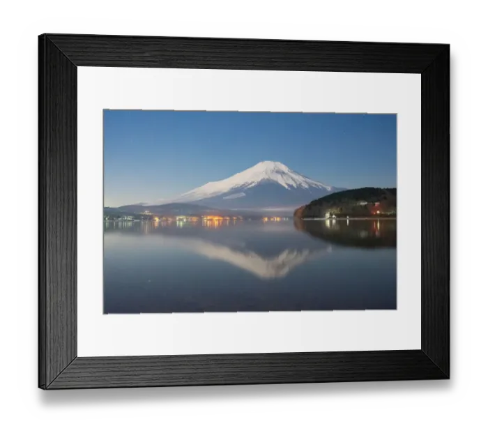 Framed Print : Mount Fuji at night sky reflection