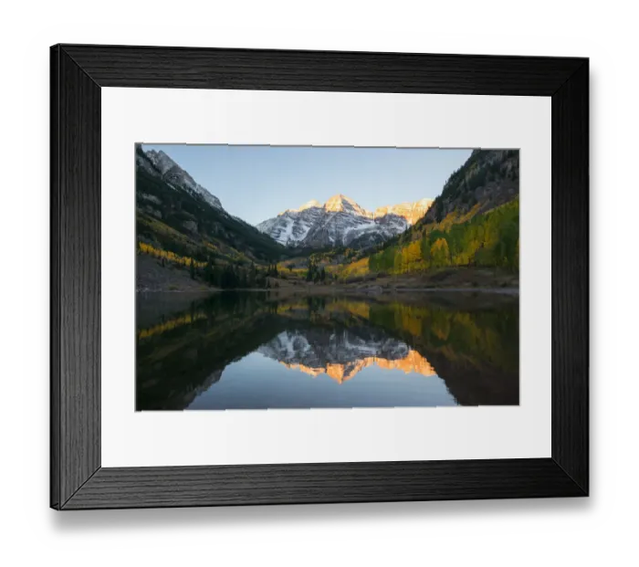 Framed Print : Full reflection of Maroon bells autumn, Colorado Framed Print : Full reflection of Maroon bells autumn, Colorado