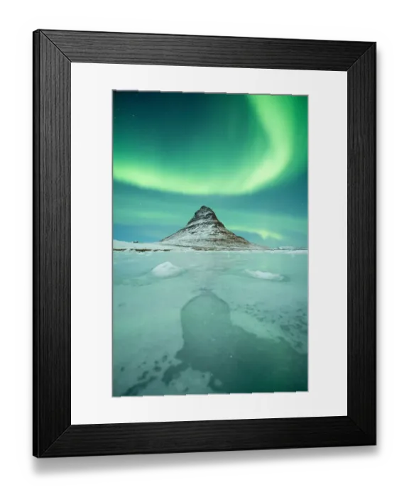 Framed Print : Ice cracked Kirkjefell mountain Framed Print : Ice cracked Kirkjefell mountain
