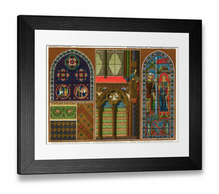 Framed Print : stained glass windows in Basilica of St. Denis, Sainte-Chapelle and Cathedral of Chartres Framed Print : stained glass windows in Basilica of St. Denis, Sainte-Chapelle and Cathedral of Chartres