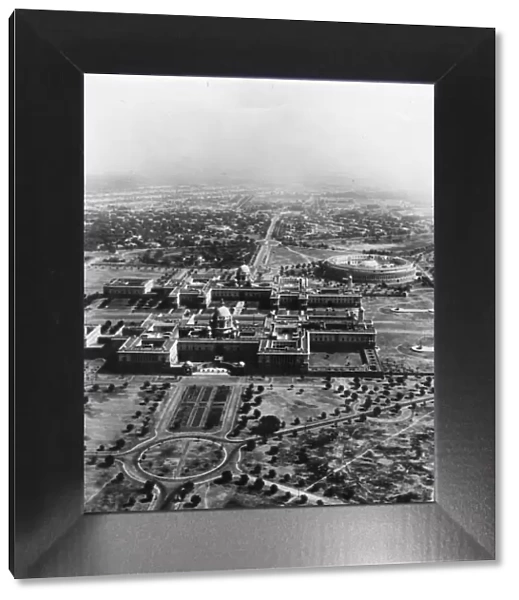 New Delhi. circa 1930: An aerial view of the Government buildings of New Delhi