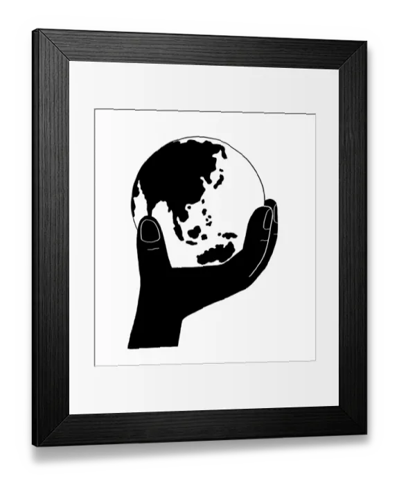 Framed Print : Hand holding globe, showing East Asia and Australia Framed Print : Hand holding globe, showing East Asia and Australia