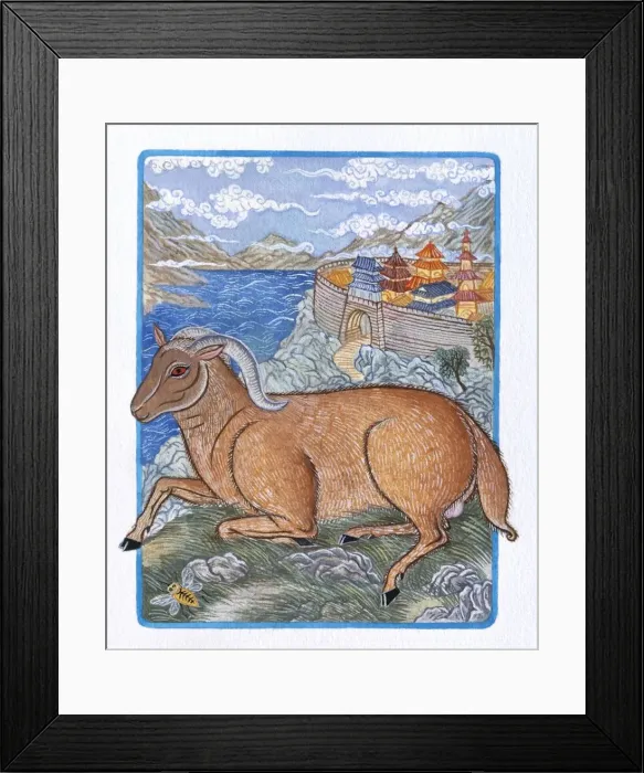 Framed Print : Illustration of Lonely Ram, representing Chinese Year Of The Ram Framed Print : Illustration of Lonely Ram, representing Chinese Year Of The Ram