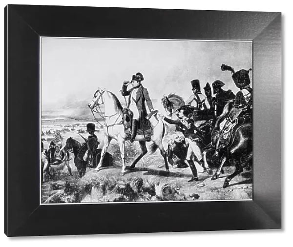 Antique photo of paintings: Battle of Wagram by Vernet