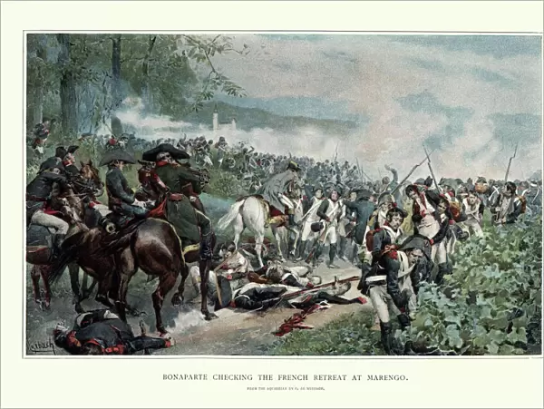 Napoleon stopping the retreat, Battle of Marengo, 1800