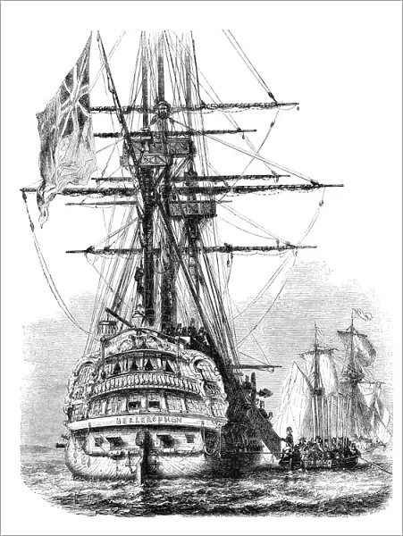 Ship HMS Bellerophon with Napoleon entering 1815