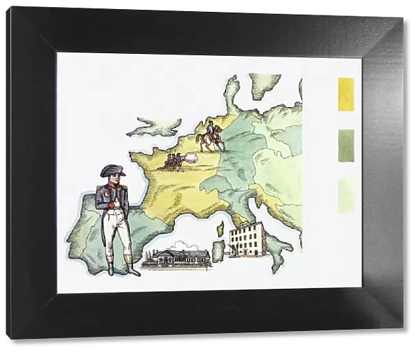 Illustration of Napoleonic Empire and main events of life of Napoleon Bonaparte