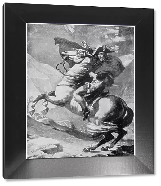 Antique painting illustration: Napoleon crossing the Alps