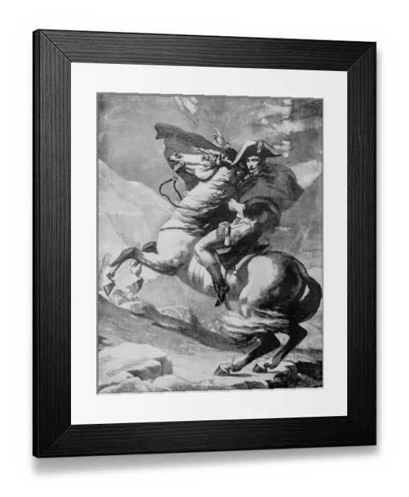 Framed Print : Antique painting illustration: Napoleon crossing the Alps