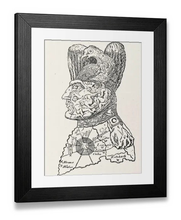 Framed Print : Napoleon cartoon from the year 1813: triumph of the year Framed Print : Napoleon cartoon from the year 1813: triumph of the year