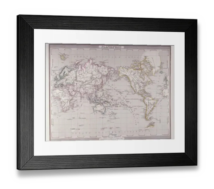 Framed Print : Planispheric Map of the World Framed Print : Planispheric Map of the World