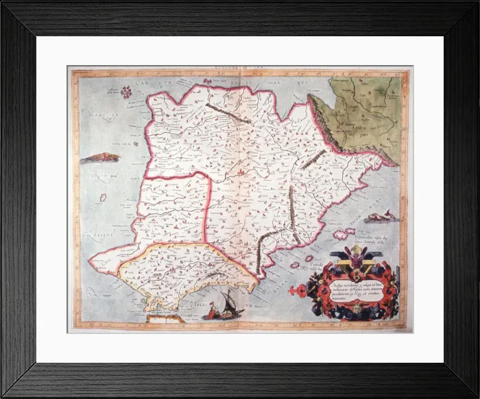 Framed Print : Mercator Atlas Plate II Spain and Portugal Framed Print : Mercator Atlas Plate II Spain and Portugal