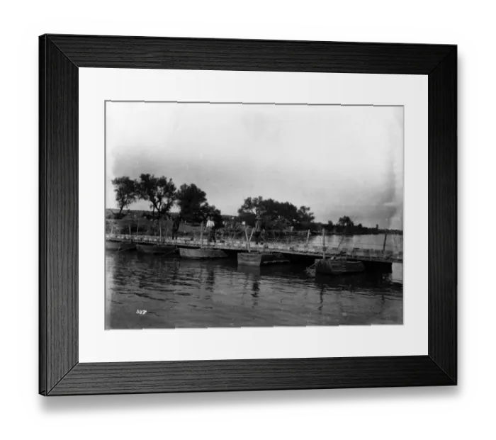 Framed Print : Boer War. circa 1900: Pontoon bridge over the Modder River Framed Print : Boer War. circa 1900: Pontoon bridge over the Modder River