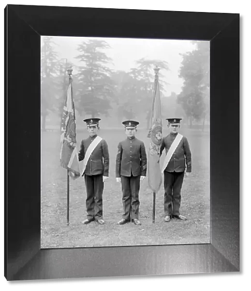Flag Boys. circa 1900: Three boys from the Duke of Yorks Military School