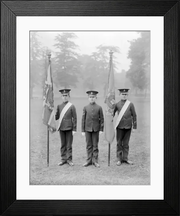 Framed Print : Flag Boys. circa 1900: Three boys from the Duke of Yorks Military School Framed Print : Flag Boys. circa 1900: Three boys from the Duke of Yorks Military School