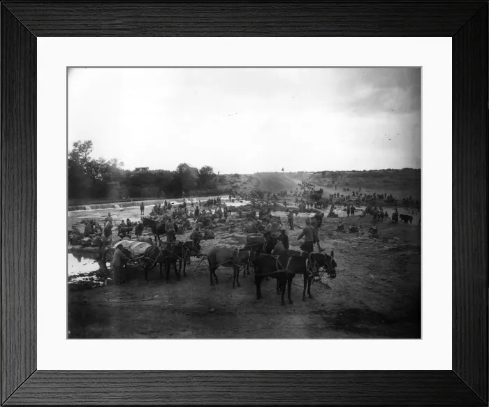 Framed Print : Boer War. circa 1900: Guards crossing the Modder River Framed Print : Boer War. circa 1900: Guards crossing the Modder River