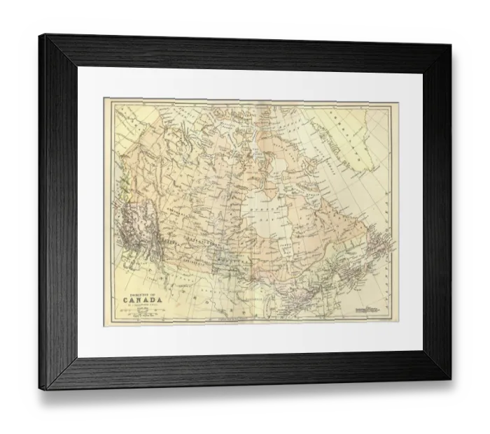 Framed Print : Antique map of Canada, 1884, 19th Century Framed Print : Antique map of Canada, 1884, 19th Century