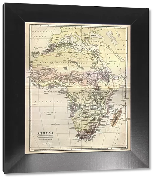 Antique map of Africa, 1884, 19th Century