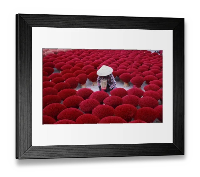 Framed Print : Vietnam - woman making red insense Framed Print : Vietnam - woman making red insense