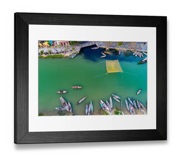 Framed Print : Hoi An ancient town, aerial view, river, Vietnam Framed Print : Hoi An ancient town, aerial view, river, Vietnam