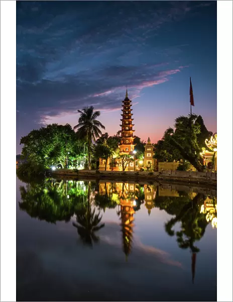 Tran Quoc Pagoda, Night, Vertical, Hanoi, Vietnam
