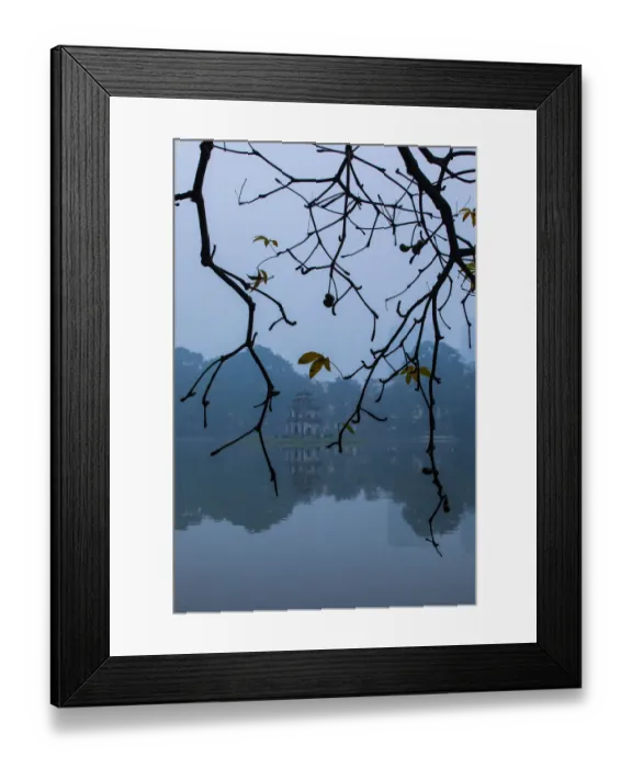 Framed Print : Turtle Tower with winter tree in Hoan Kiem Lake, Center Hanoi, Winter, Morning, Vietnam