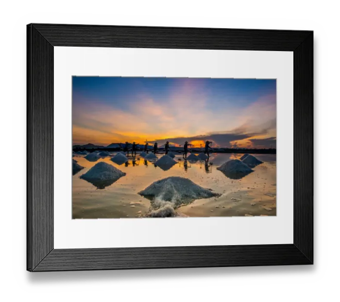 Framed Print : Salt Making in Khanh Hoa, Vietnam Framed Print : Salt Making in Khanh Hoa, Vietnam