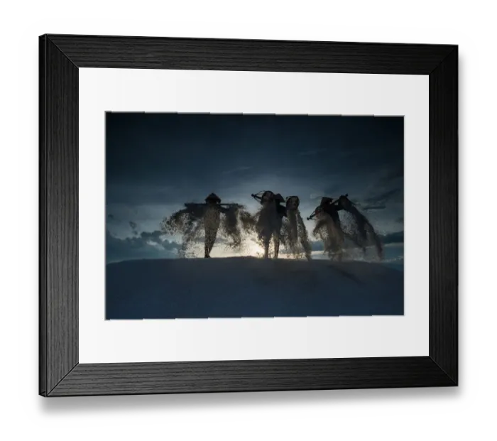 Framed Print : Three Farmers are making salt Framed Print : Three Farmers are making salt