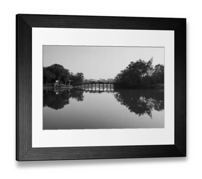 Framed Print : The Huc Bridge, Black and White, Reflection, Hanoi Framed Print : The Huc Bridge, Black and White, Reflection, Hanoi