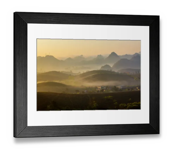 Framed Print : Moc Chau Plateau in Fog - Vietnam - Travel Destination Framed Print : Moc Chau Plateau in Fog - Vietnam - Travel Destination