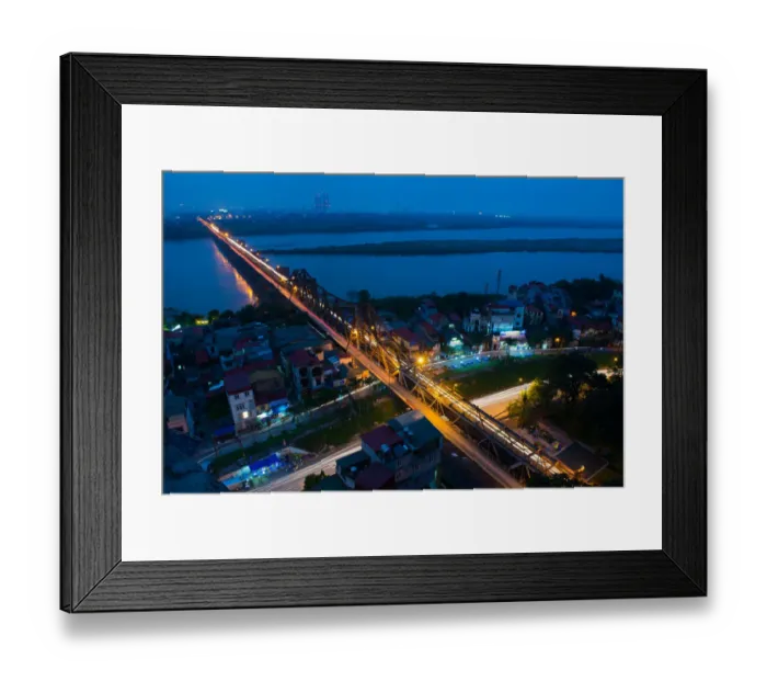 Framed Print : Vietnam - Long Bien bridge night above view Framed Print : Vietnam - Long Bien bridge night above view