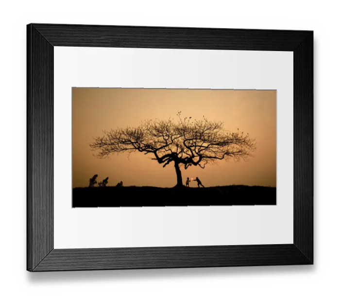 Framed Print : Children playing under lonely tree Framed Print : Children playing under lonely tree