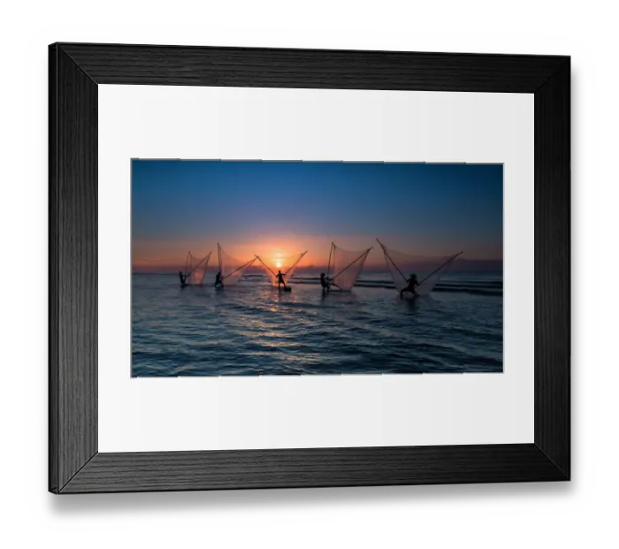 Framed Print : Vietnam - Fishermen are fishing on Nam Dinh beach Framed Print : Vietnam - Fishermen are fishing on Nam Dinh beach
