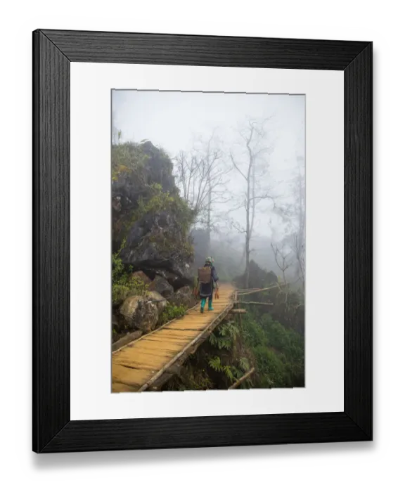 Framed Print : Hmong minority steps on wood staircase in Sa Pa Framed Print : Hmong minority steps on wood staircase in Sa Pa