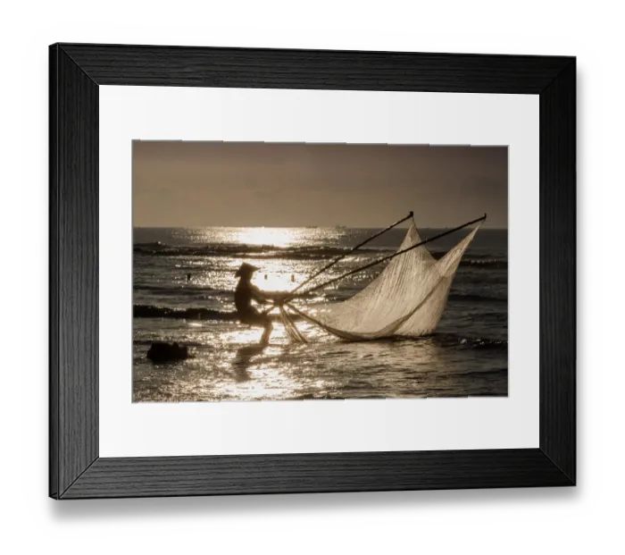 Framed Print : One fisherman on the beach, dawn, Vietnam Framed Print : One fisherman on the beach, dawn, Vietnam