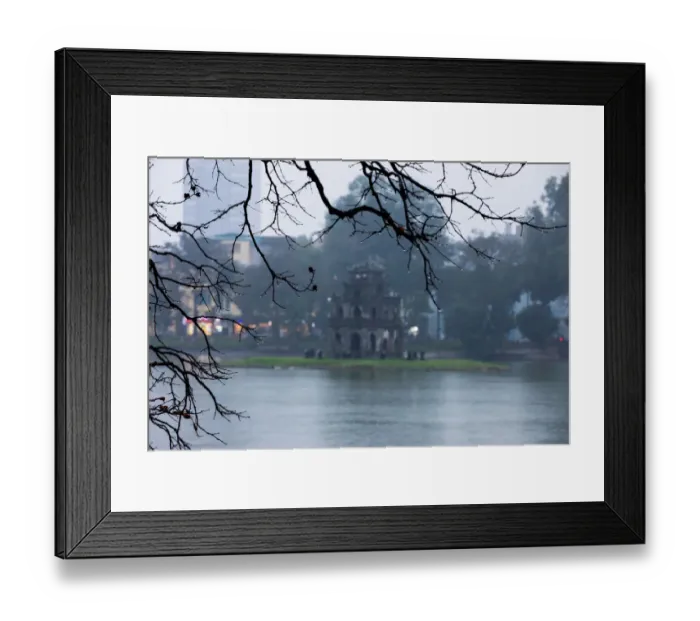 Framed Print : Turtle Tower, Rain, Center Hanoi, Winter, Morning, Vietnam