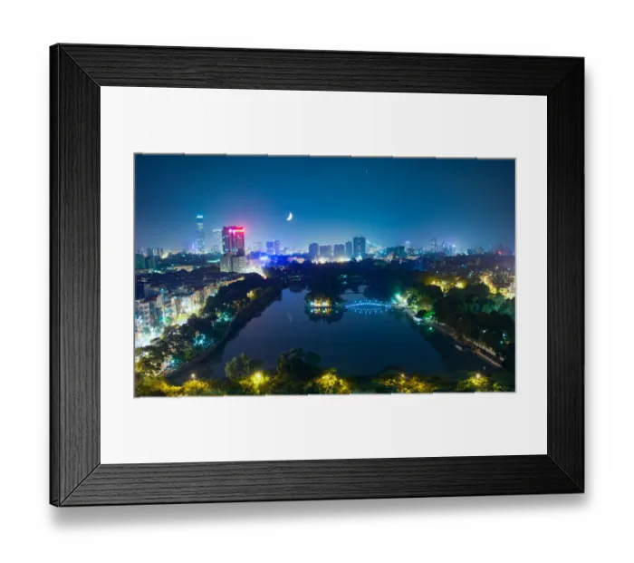 Framed Print : Hoan Kiem Lake, Hanoi, Night, Aerial View Framed Print : Hoan Kiem Lake, Hanoi, Night, Aerial View