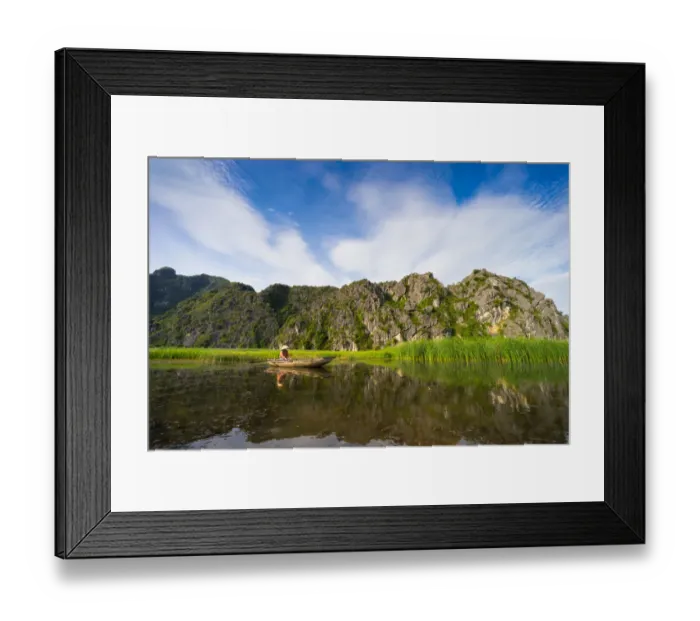 Framed Print : Ferry Woman in front of Mountain, Van Long River, Ninh Binh, Vietnam Framed Print : Ferry Woman in front of Mountain, Van Long River, Ninh Binh, Vietnam