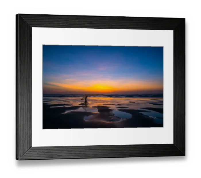 Framed Print : One fisherman hanging fishing tool on the beach at dawn Framed Print : One fisherman hanging fishing tool on the beach at dawn