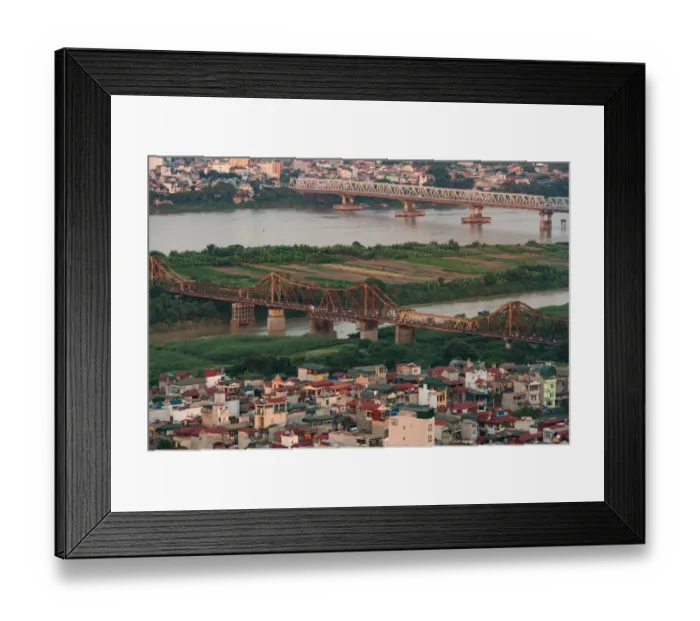 Framed Print : Hanoi Bridges (Long Bien and Chuong Duong over Red River) Framed Print : Hanoi Bridges (Long Bien and Chuong Duong over Red River)