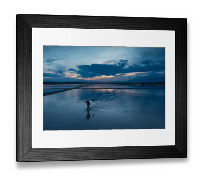 Framed Print : People walking in salt field Framed Print : People walking in salt field