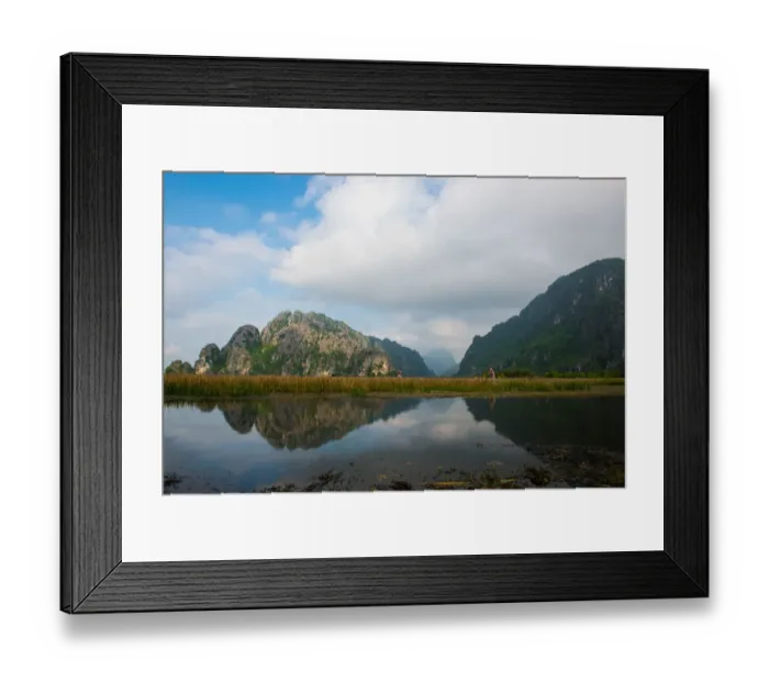 Framed Print : Landscape of Van Long lagoon in Ninh Binh, Vietnam Framed Print : Landscape of Van Long lagoon in Ninh Binh, Vietnam