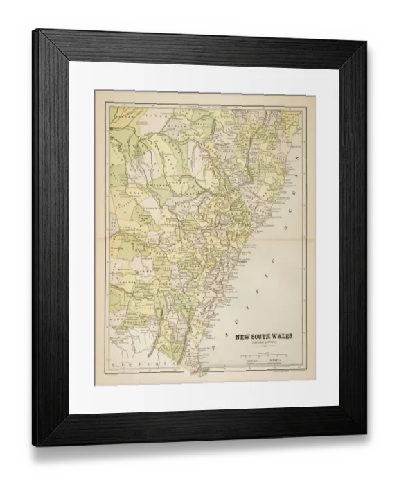 Framed Print : Map of New South Wales 1883 Framed Print : Map of New South Wales 1883