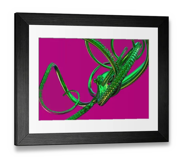 Framed Print : Octopus. Green octopus against a pink background, illustration Framed Print : Octopus. Green octopus against a pink background, illustration
