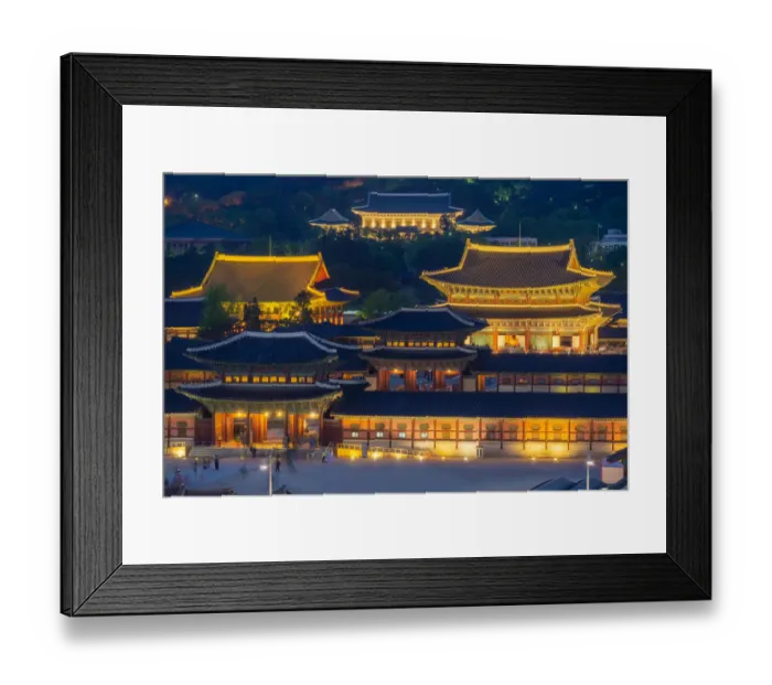 Framed Print : Light illumination Geyongbokgung Palace in Seoul at night, South Korea