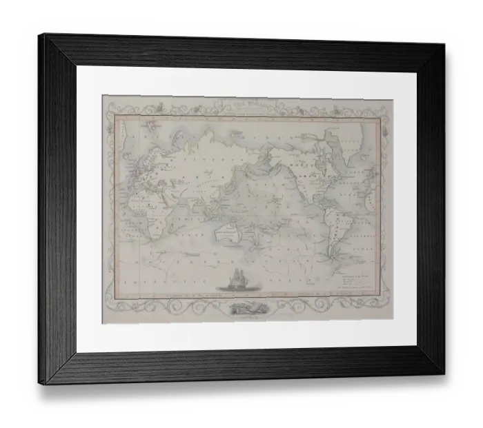 Framed Print : Antique map of old world depicting voyages of Captain Cook Framed Print : Antique map of old world depicting voyages of Captain Cook