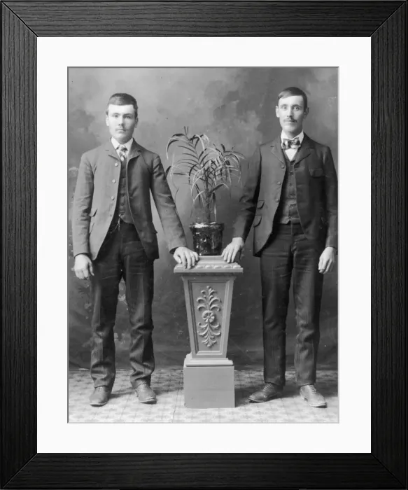 Framed Print : Portrait. A Portrait of Two Finnish Males Posing for a Studio Portrait circa 1900 Framed Print : Portrait. A Portrait of Two Finnish Males Posing for a Studio Portrait circa 1900